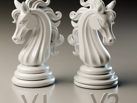 Elegant Modern Chess Pieces Set 3D Print Model