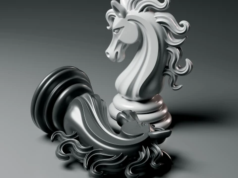 Elegant Modern Chess Pieces Set 3D Print Model