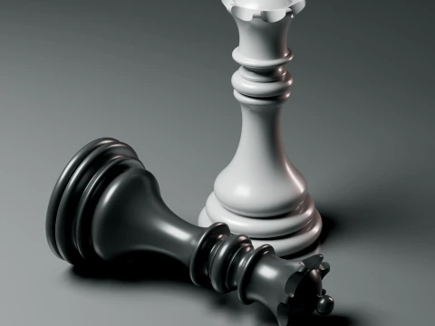 Elegant Modern Chess Pieces Set 3D Print Model