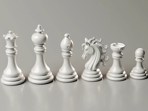 Elegant Modern Chess Pieces Set 3D Print Model