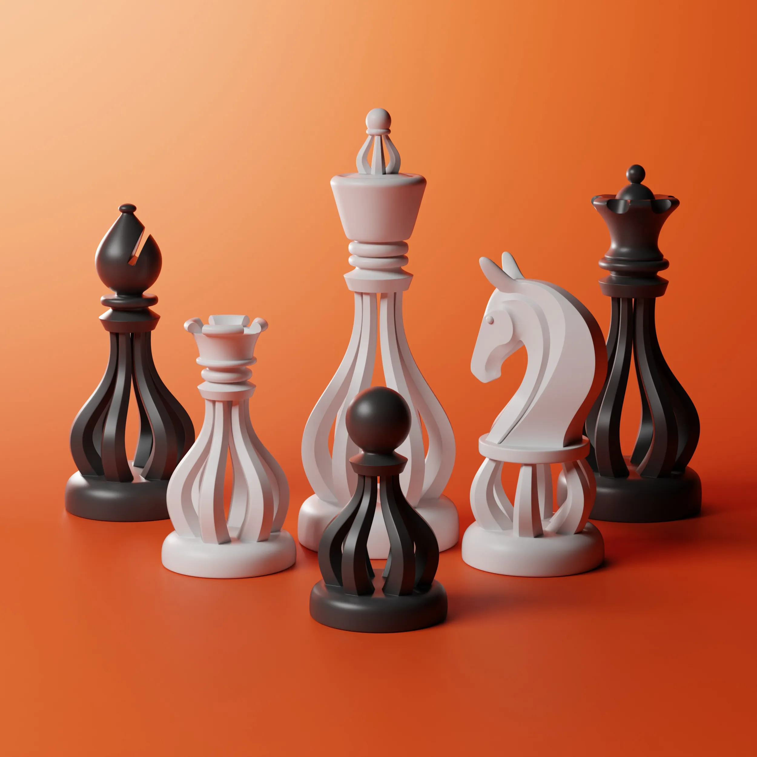 Regalis Ribbed Arch Chess Set 3D Print Model .c4d .max .obj .3ds .fbx .stl .blend 