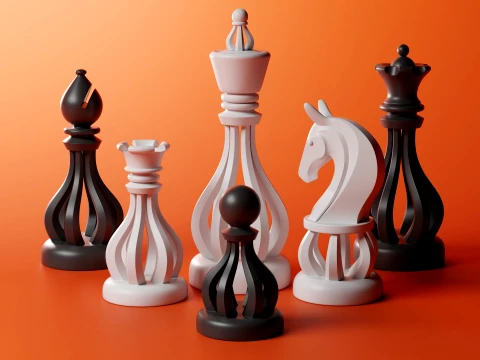 Regalis Ribbed Arch Chess Set 3D Принт Модель