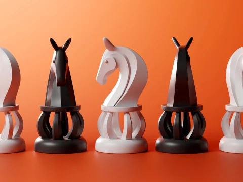 Regalis Ribbed Arch Chess Set 3D Print Model