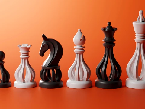 Regalis Ribbed Arch Chess Set 3D Print Model