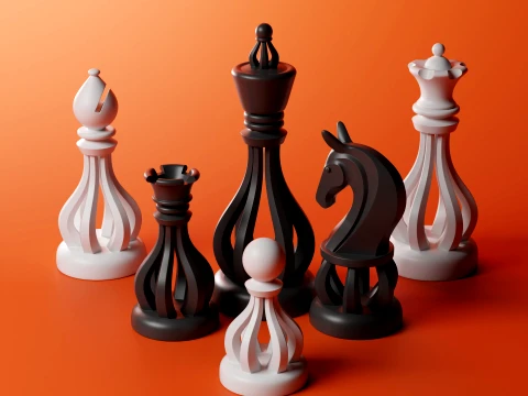 Regalis Ribbed Arch Chess Set 3D Print Model
