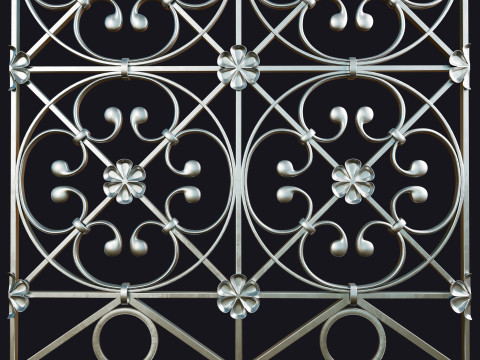 Constructor lattice historical panel decorative screening iron clean and painted black with decora Model 3D