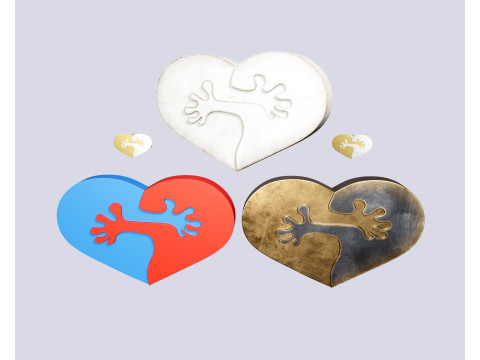 Heart hug decor and pendant gold silver for visualization and 3D printing Modelo 3D