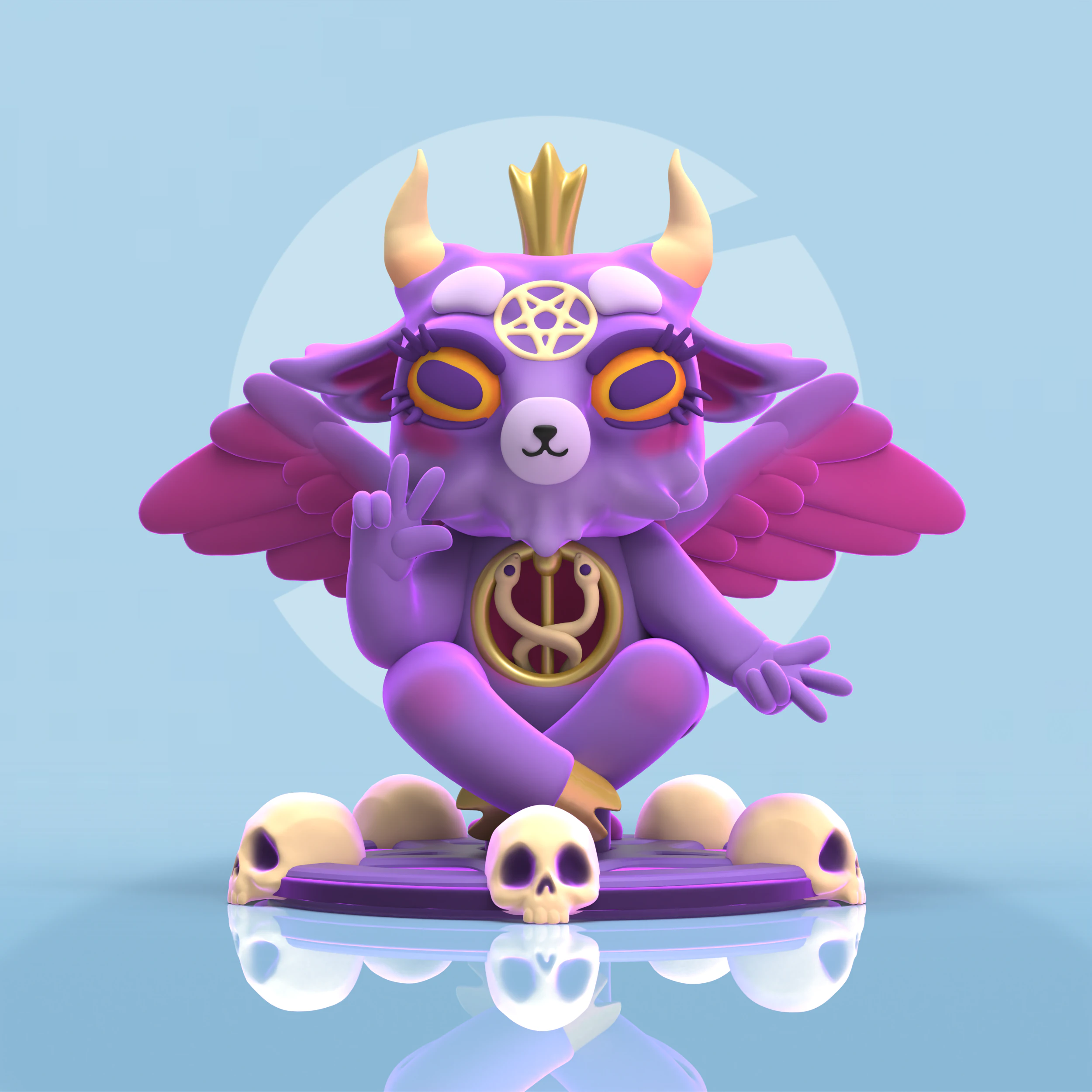 Cute Baphomet 3D Print Model .c4d .max .obj .3ds .fbx .stl .blend
