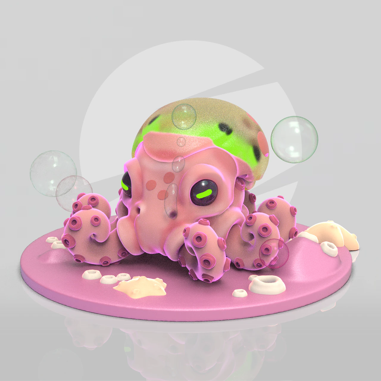 Cute Seacreature Octo 3D Print Model .c4d .max .obj .3ds .fbx .stl .blend