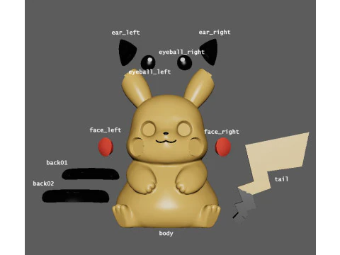 A little fat Pikachu 3D Print Model