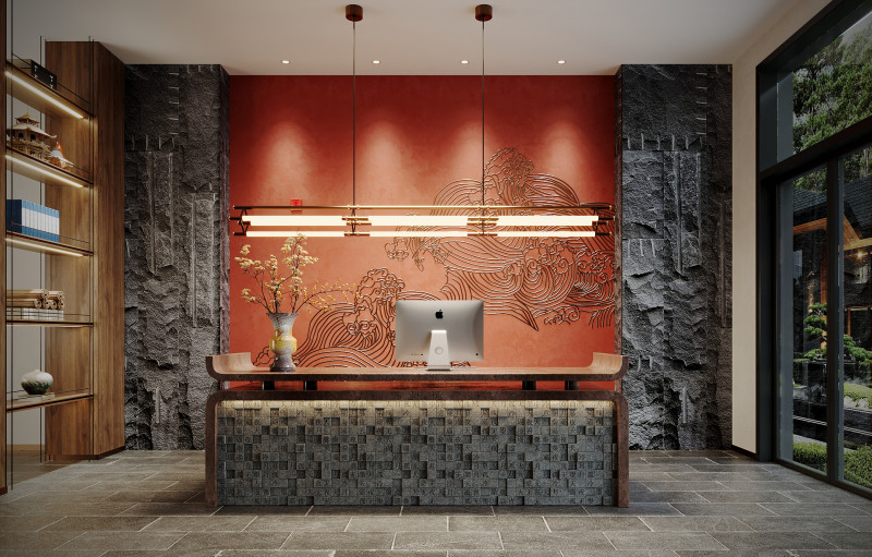 Reception lobby Interior scene Modelo 3D .c4d .max .obj .3ds .fbx .stl .blend 