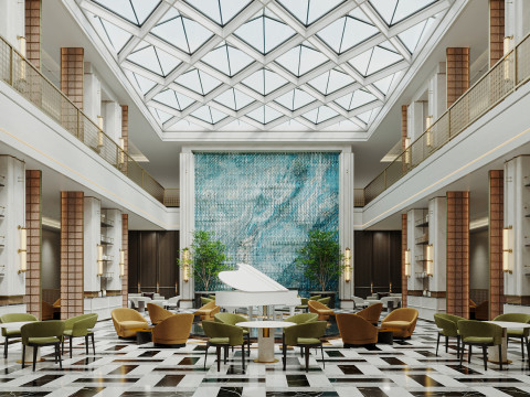 Reception lobby Interior scene3 Model 3D