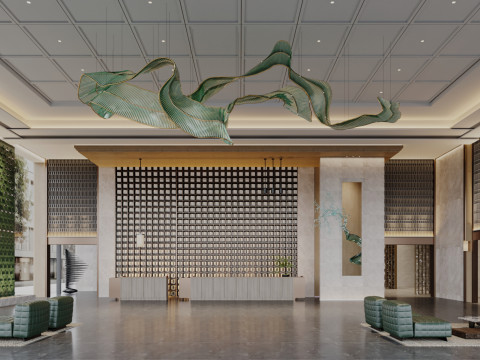 Reception lobby Interior scene4 Model 3D