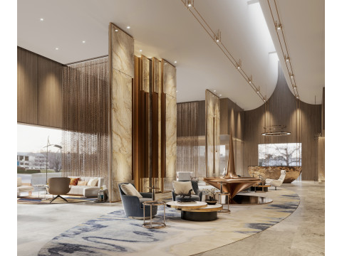 Reception lobby Interior scene8 Model 3D