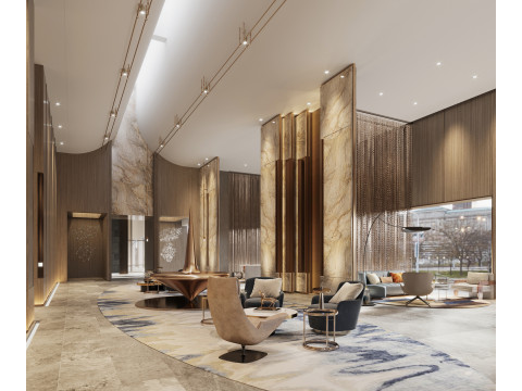 Reception lobby Interior scene8 Model 3D