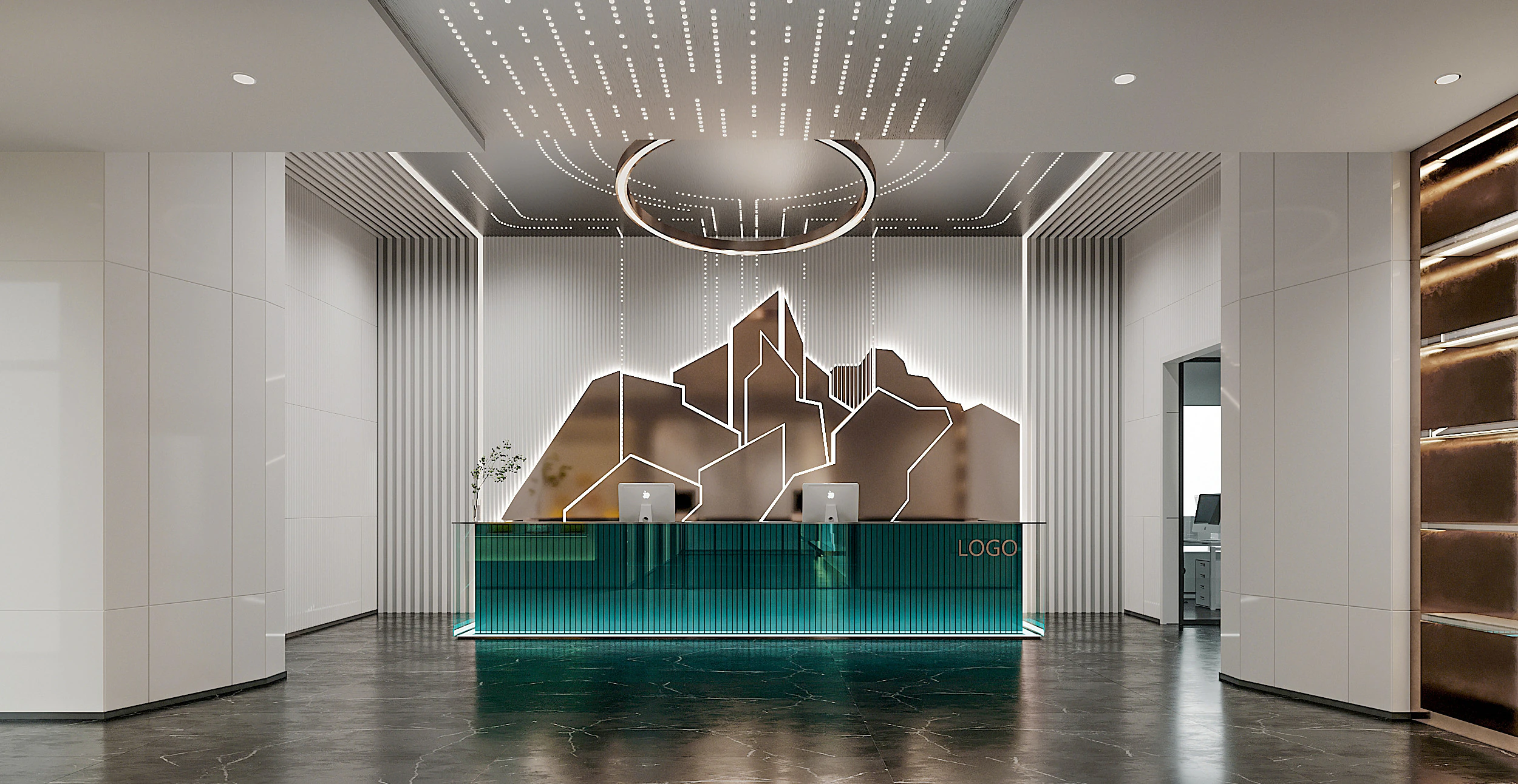Reception lobby Interior scene14 3D Model .c4d .max .obj .3ds .fbx .stl .blend
