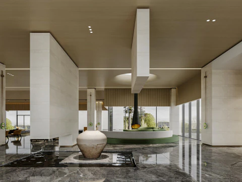 Reception lobby Interior scene15 3D Model