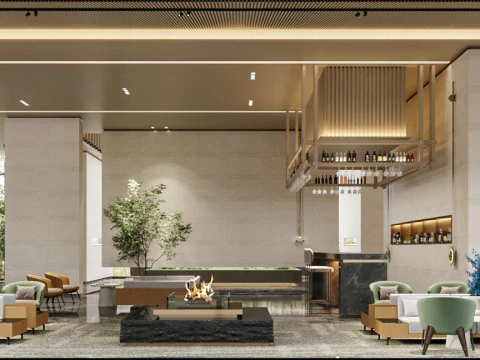Reception lobby Interior scene15 3D Model