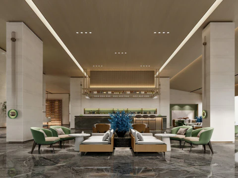 Reception lobby Interior scene15 3D Model