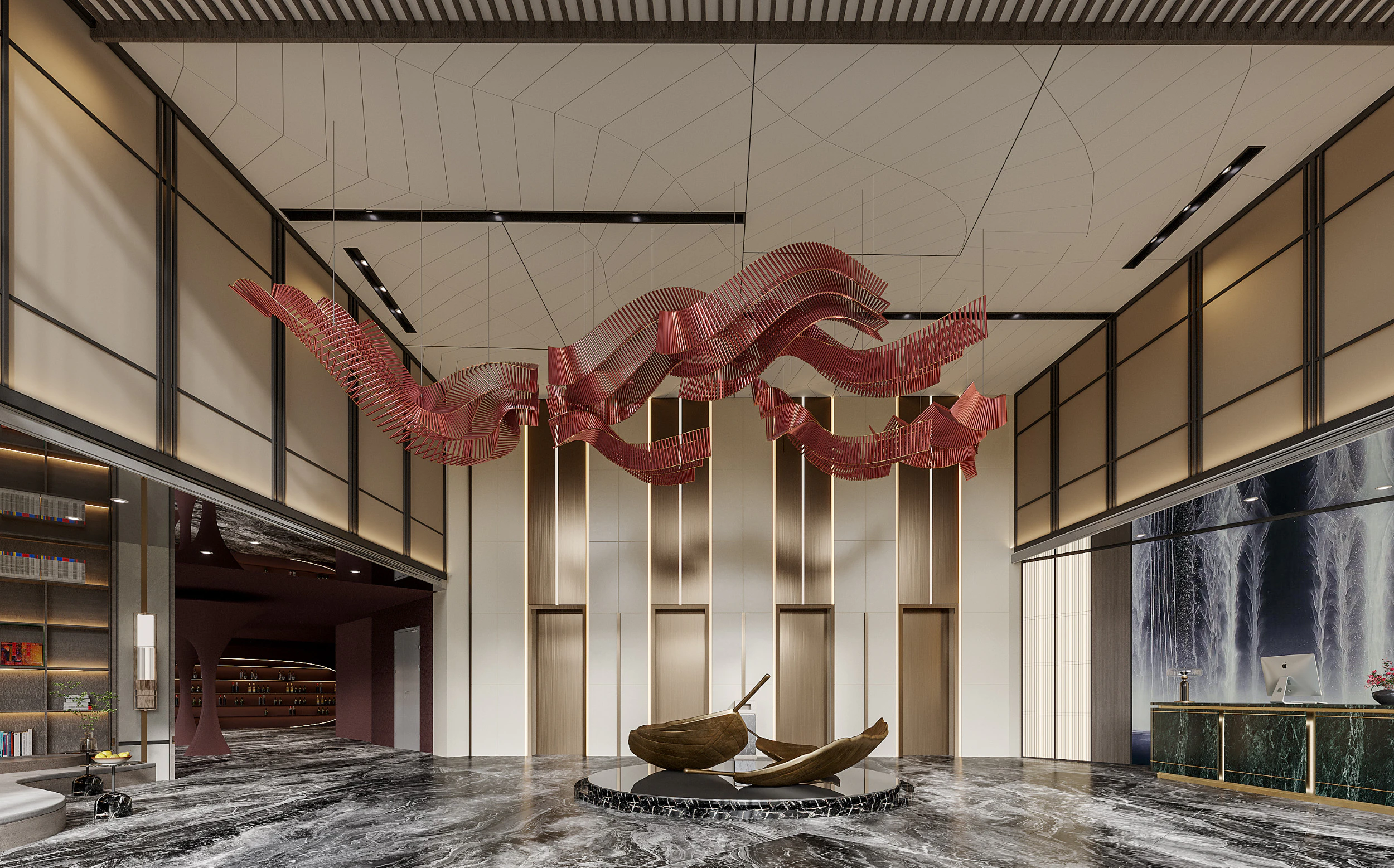 Reception lobby Interior scene18 3D Model .c4d .max .obj .3ds .fbx .stl .blend