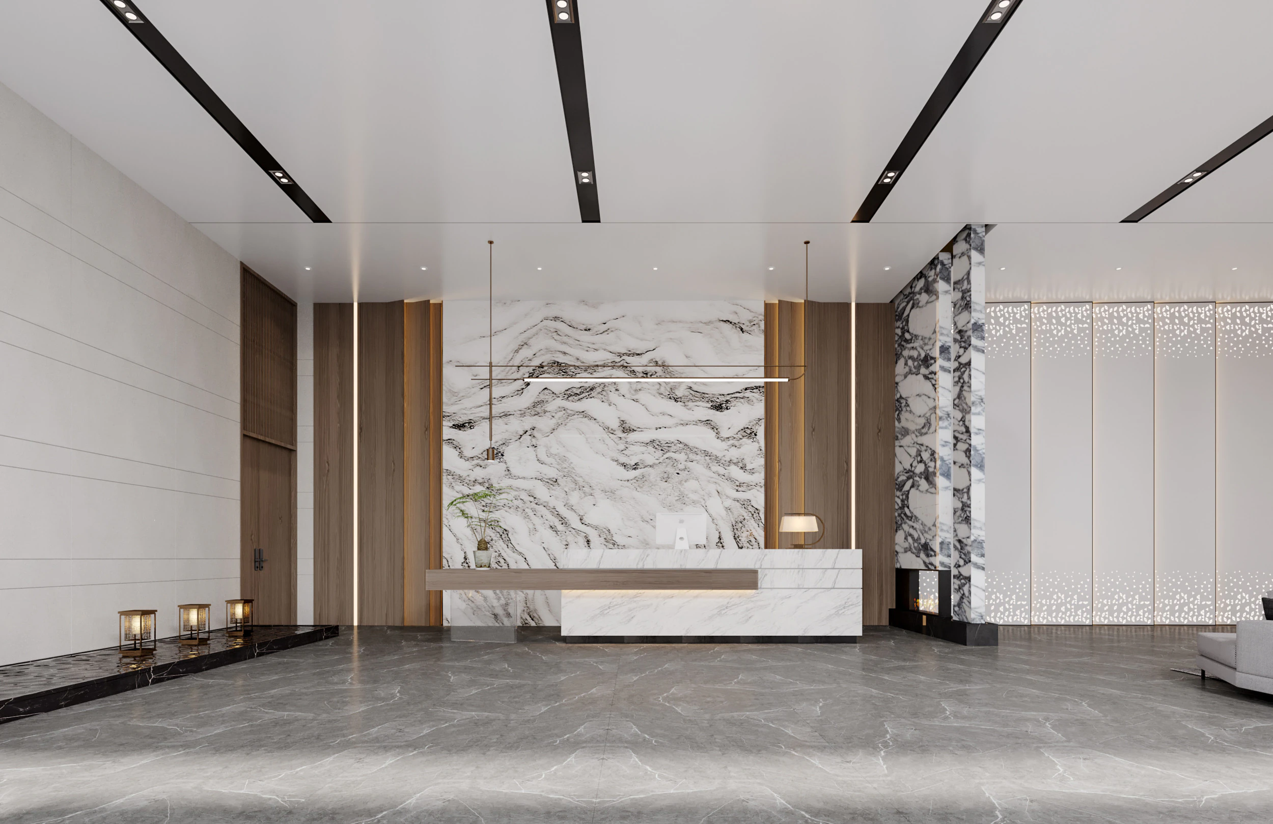 Reception lobby Interior scene25 3D Model .c4d .max .obj .3ds .fbx .stl .blend