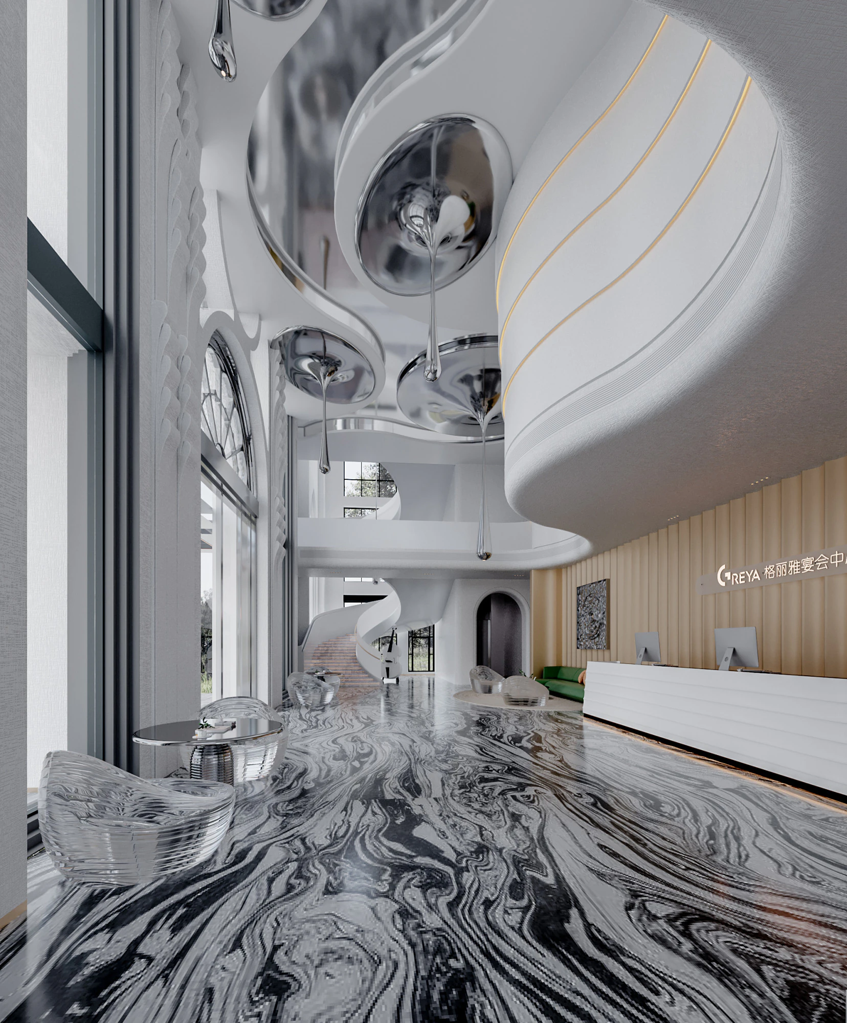 Reception lobby Interior scene31 3D Model .c4d .max .obj .3ds .fbx .stl .blend