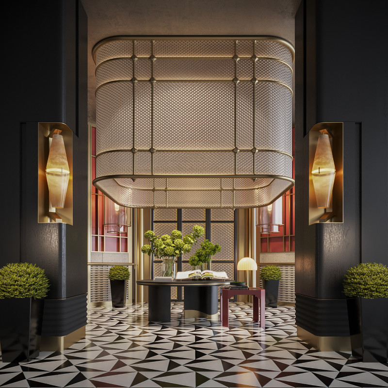 Reception lobby Interior scene32 Model 3D .c4d .max .obj .3ds .fbx .stl .blend 
