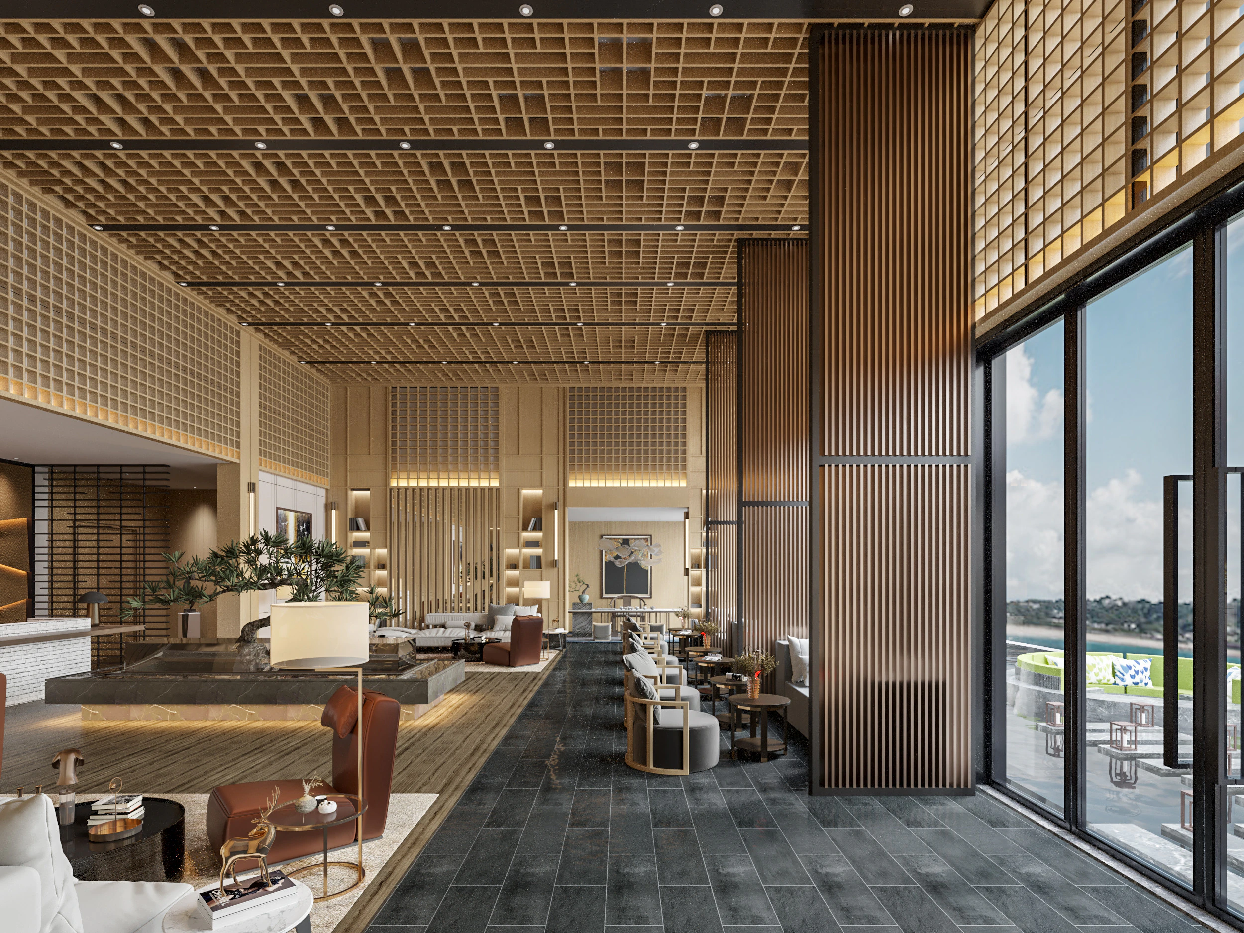 Reception lobby Interior scene47 3D Model .c4d .max .obj .3ds .fbx .stl .blend 