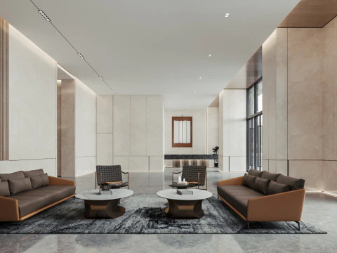 受付ロビー インテリア風景49 3Dモデル