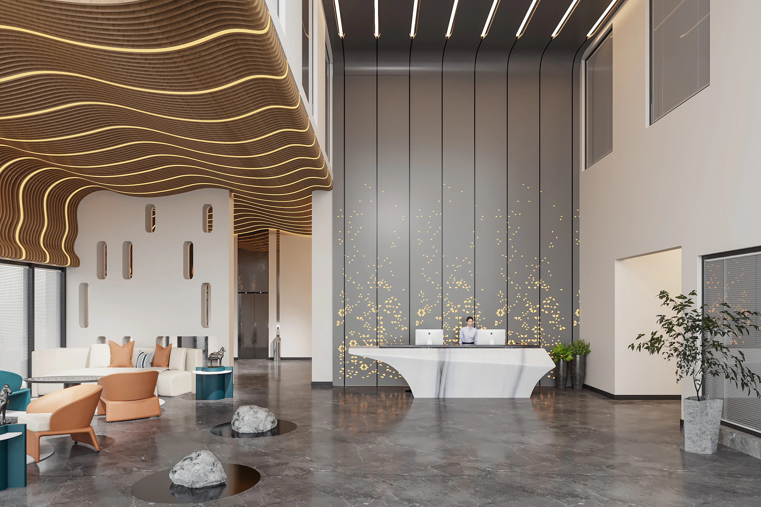 Reception lobby Interior scene51 3D Model .c4d .max .obj .3ds .fbx .stl .blend 