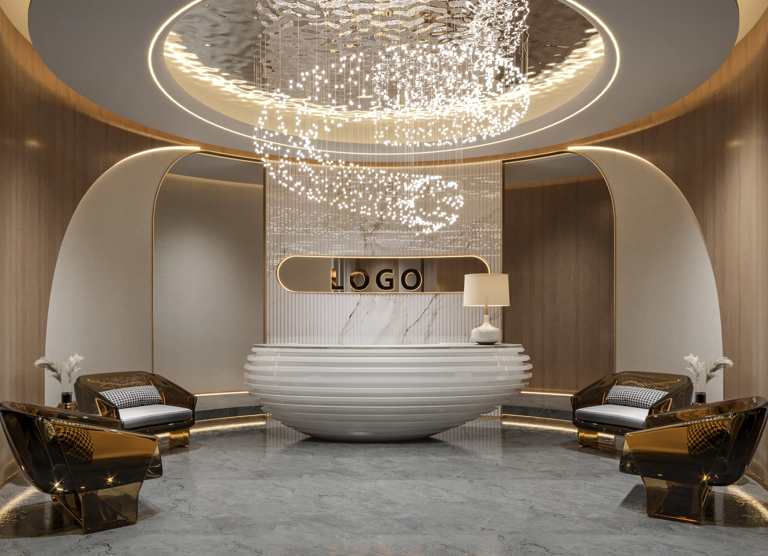 Reception lobby Interior scene59 3D Model .c4d .max .obj .3ds .fbx .stl .blend 