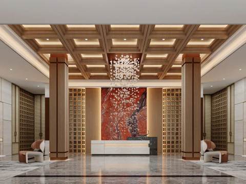 受付ロビー インテリア風景71 3Dモデル