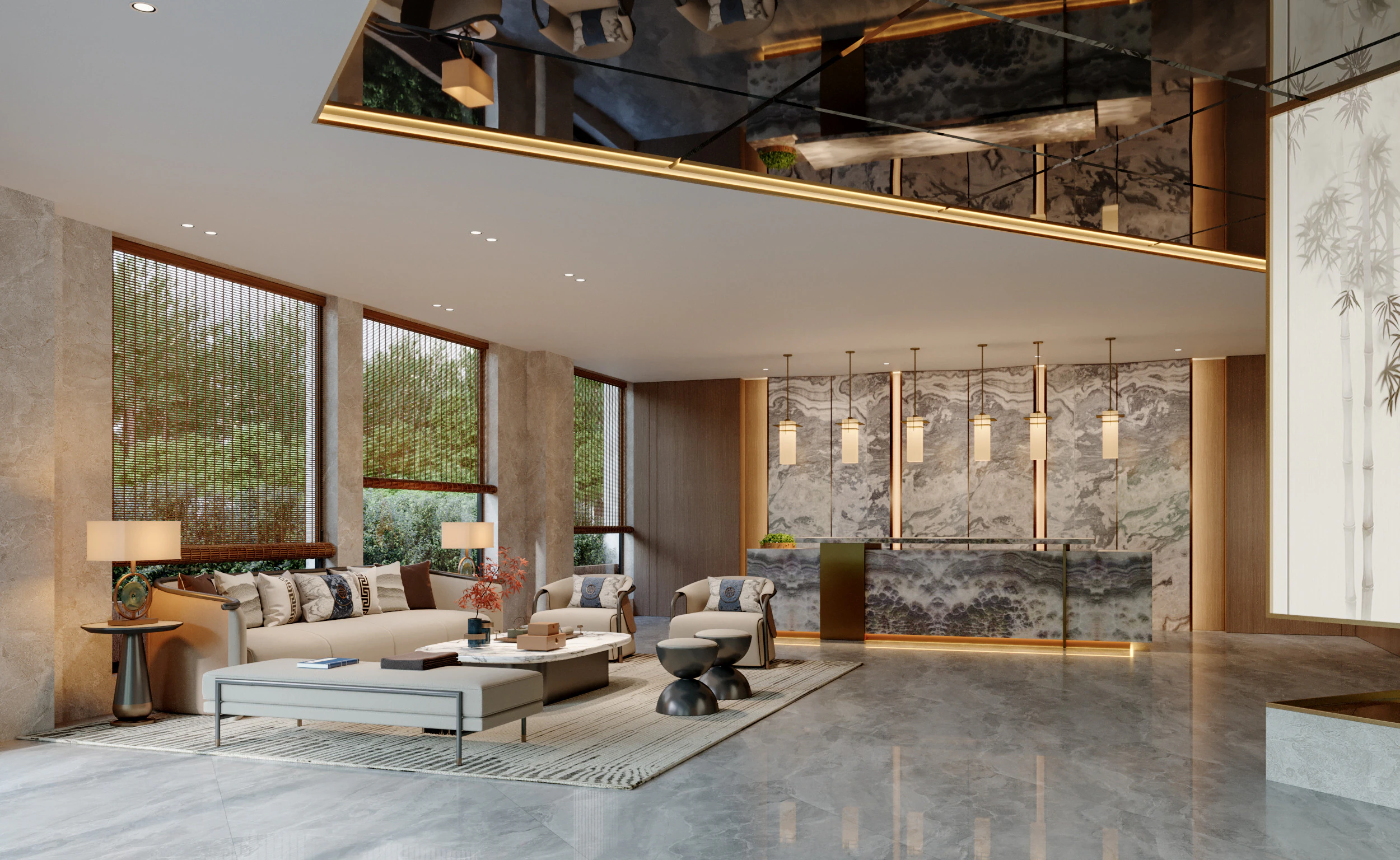 Reception lobby Interior scene72 3D Model .c4d .max .obj .3ds .fbx .stl .blend 