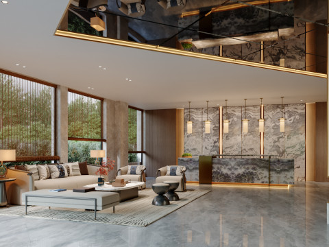 Reception lobby Interior scene72 Model 3D