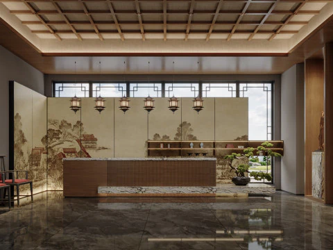 Lobby da recepção Cena interior74 Modelo 3D