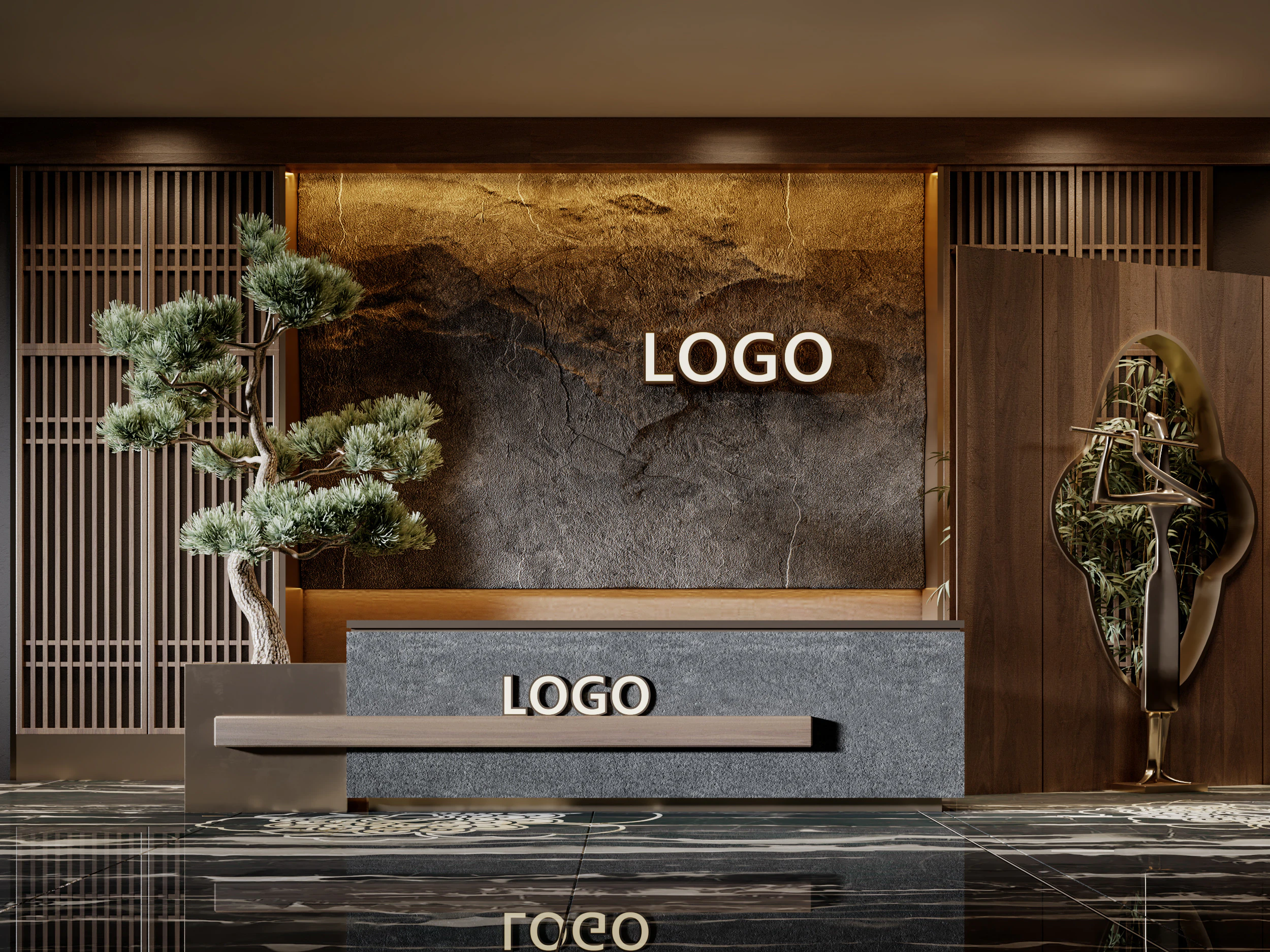 Hall della reception Scena interna75 Modello 3D .c4d .max .obj .3ds .fbx .stl .blend 