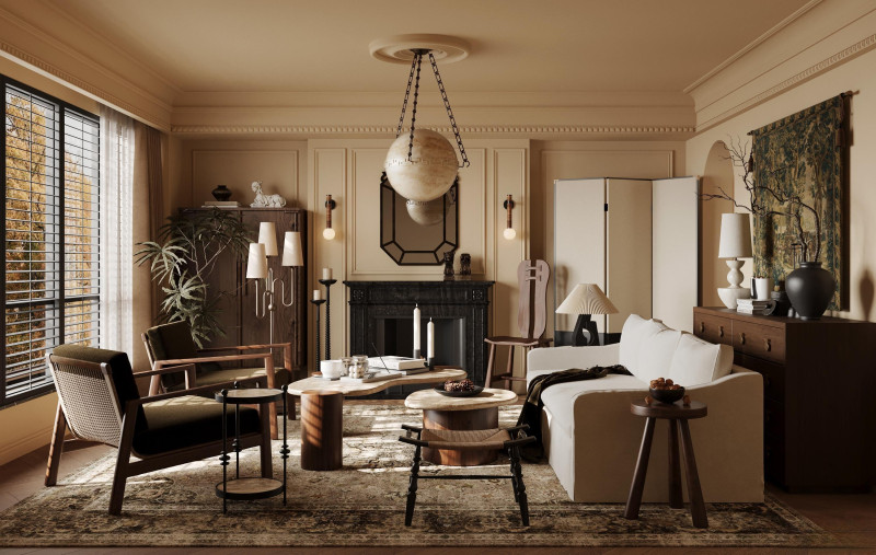 Modern living room interior scenes 1 3D Модель .c4d .max .obj .3ds .fbx .stl .blend 