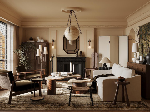 Modern living room interior scenes 1 3Dモデル