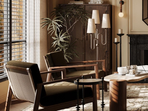 Modern living room interior scenes 1 3D Модель