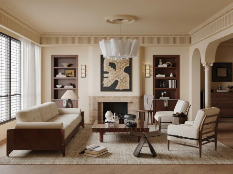 Modern oturma odası iç sahneleri 2 3D Model