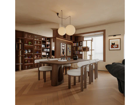 Living room dining room interior scenes 3 3D Model