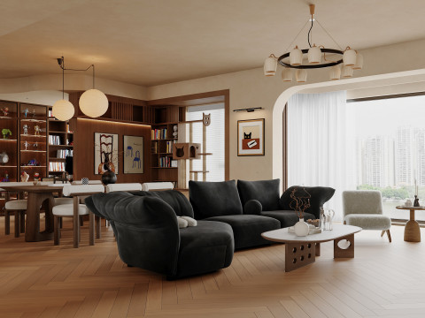 Living room dining room interior scenes 3 Model 3D