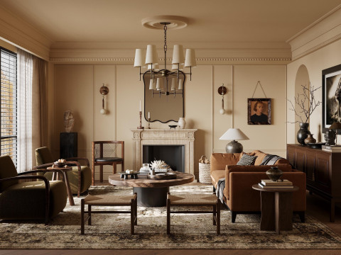 Modern living room interior scenes 4 Model 3D