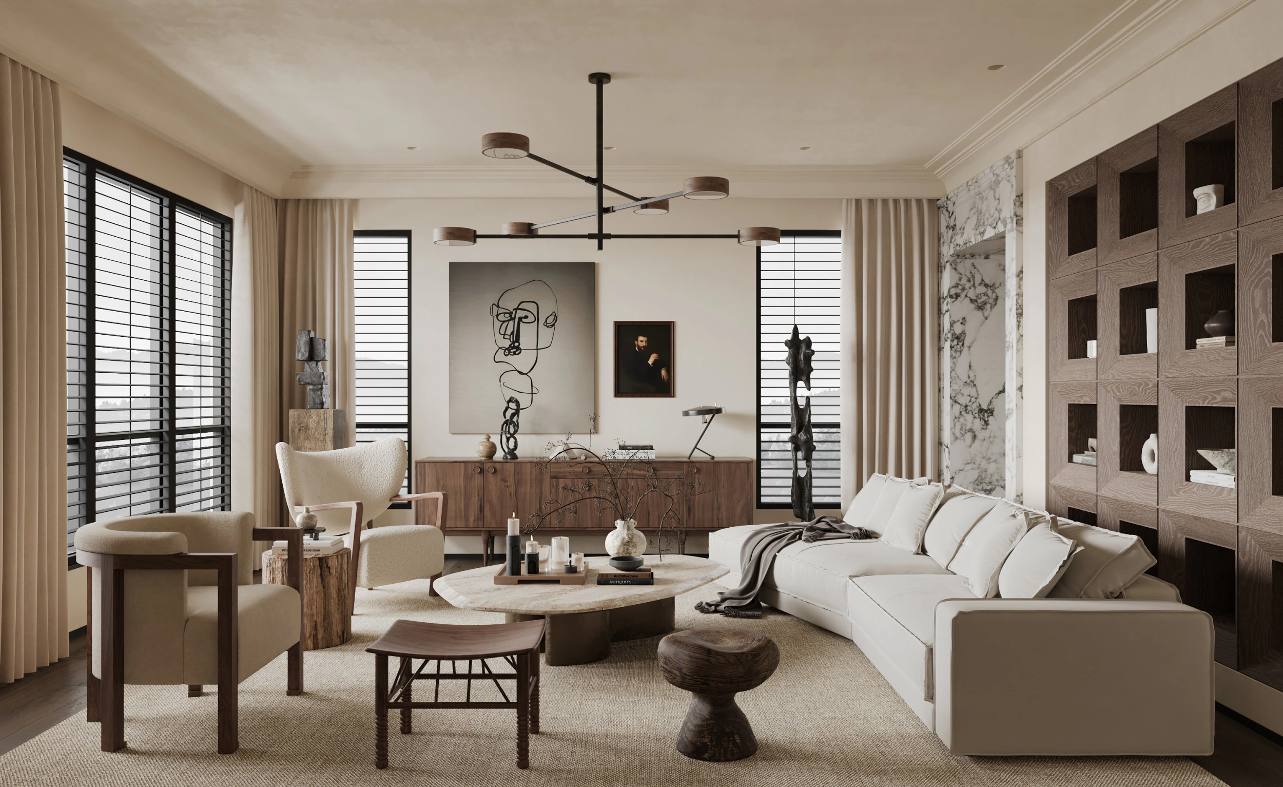 Modern living room interior scenes 5 3D Model .c4d .max .obj .3ds .fbx .stl .blend 