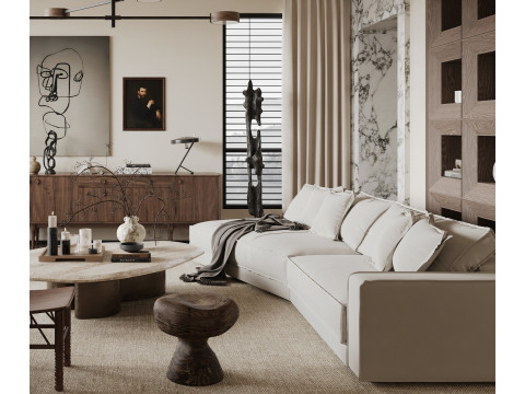 Modern living room interior scenes 5 3Dモデル