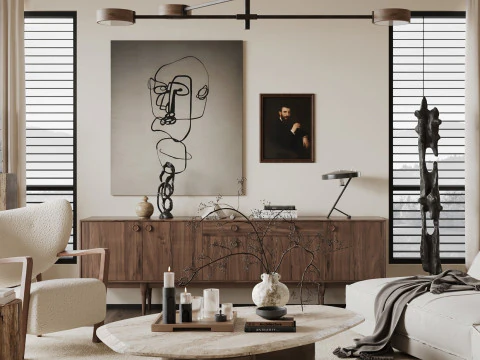 Modern living room interior scenes 5 3D Model