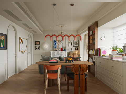 Living room dining room interior scenes 6 3D 모델