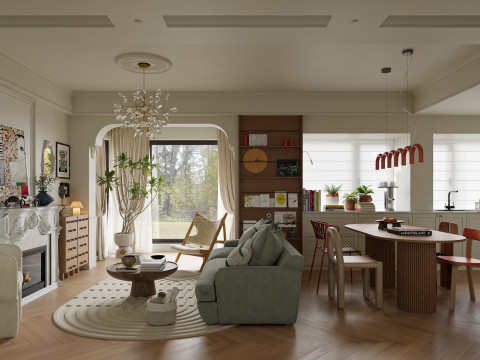 Living room dining room interior scenes 6 Model 3D