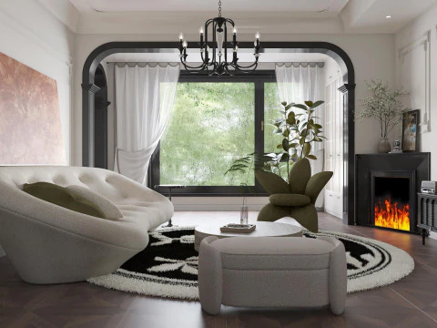 Сцены интерьера современной гостиной 9 3D Модель