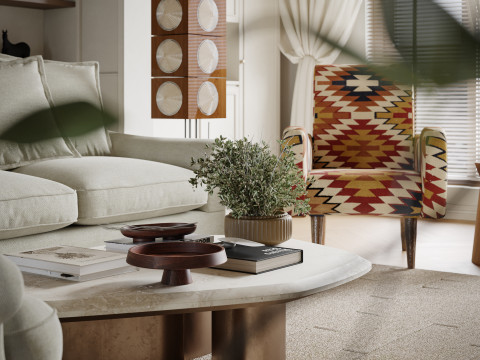 Living room dining room interior scenes 12 Model 3D